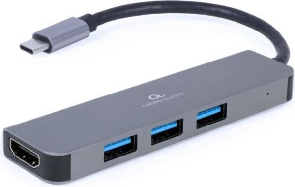 GEMBIRD 3-Port USB Typ-C 2-in-1 Kombi Adapter (Hub+HDMI)