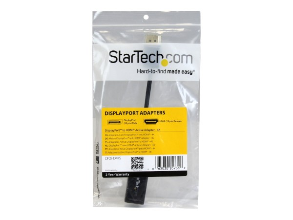 STARTECH.COM DisplayPort auf HDMI 4k - 30Hz Adapter - DP 1.2 zu HDMI Video und Audio aktiv Konverter