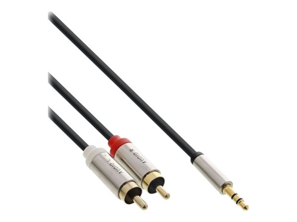 INLINE Slim Audio Cinch Klinke Kabel 3.5mm Stecker an 2x Cinch Stecker 10m