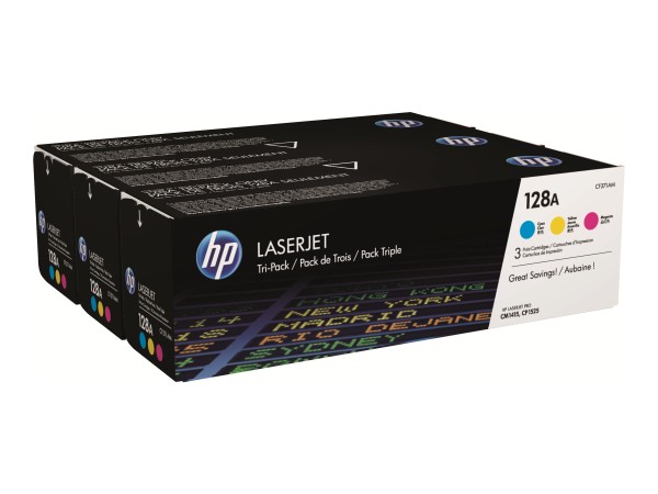 HP 128A Tri pack 3er Pack Gelb, Cyan, Magenta LaserJet Tonerpatrone (CF371AM)