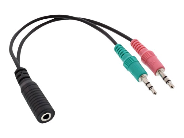 INLINE Audio Headset Adapterkabel 2x 3.5mm Klinke Stecker an 3.5mm Klinke Buchse 4pol.