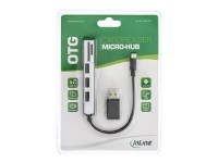 InLineUSB OTG Cardreader & 3-fach USB 2.0 Hub, für SDXC und microSD, mit Adapter