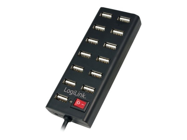 USB-HUB 13-Port LogiLink m. Netzteil schwarz Kunststoff