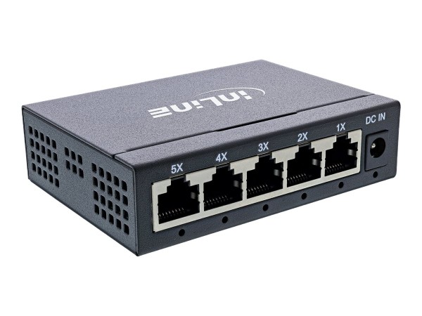 INLINE Gigabit Netzwerk Switch 5-Port, 1GBit/s, Desktop, Metallgehäuse, lüfterlos