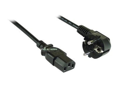 INLINE Netzkabel Schukostecker gewinkelt auf Kaltgeraetestecke schwarzr 3m