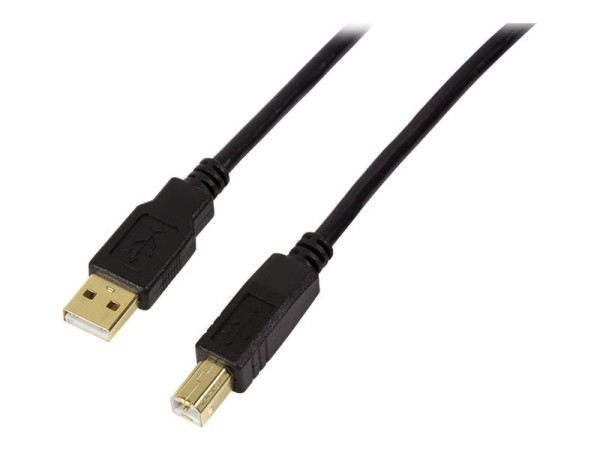 LOGILINK USB 2.0 Kabel [1x USB 2.0 Stecker A - 1x USB 2.0 Stecker B] 20 m Schwarz vergoldete St