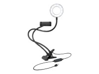 LOGILINK LED Ring Fill Light for Smartphone, 8.5 cm, black