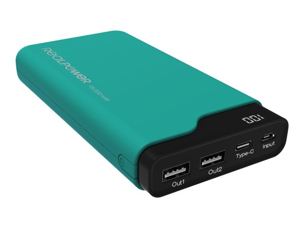 REALPOWER PB-15000C 15.000 mAh Gruen Mobiles Ladegeraet/Powerbank