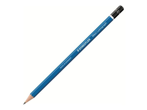 STAEDTLER Bleistift Mars Lumograph, Härtegrad: 2H Minenstärke: 2,0 mm, sechseckig, blau lackiert (10