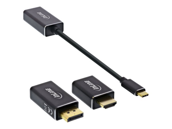 INLINE USB Display Konverter Set 6-in-1, USB Typ-C Stecker zu DisplayPort Buchse, HDMI, VGA