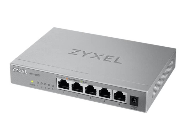 ZYXEL 5-Port unmanaged 2,5 Gbit/s Switch (MG-105-ZZ0101F) [ideal für Gaming, SOHO und Büros]