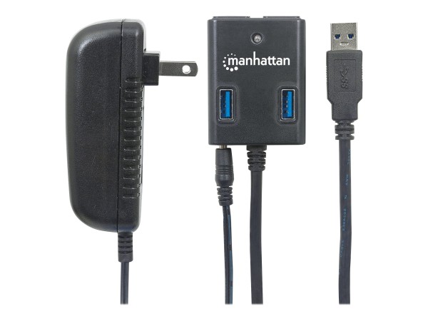 MANHATTAN USB-HUB 4-Port Manhattan USB 3.0 schwarz mit Netzteil