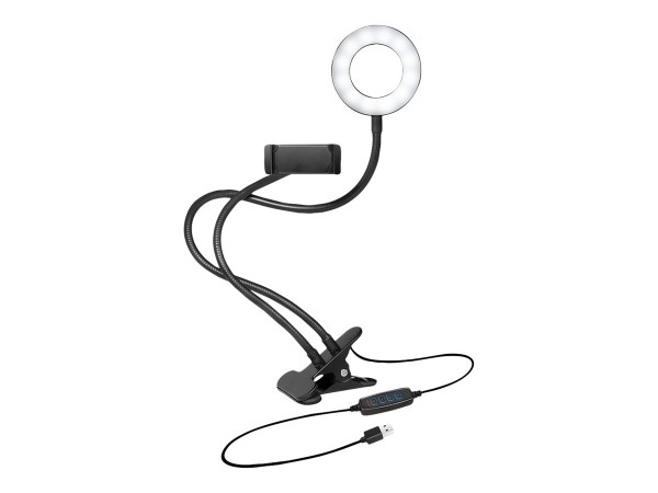 LOGILINK LED Ring Fill Light for Smartphone, 8.5 cm, black