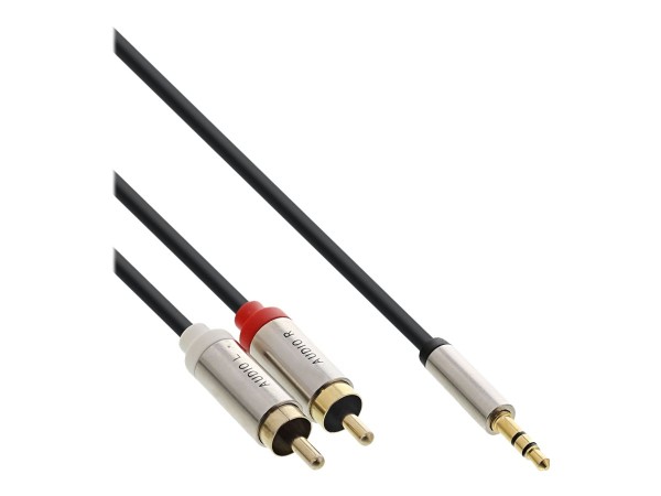 INLINE Slim Audio Cinch Klinke Kabel 3.5mm Stecker an 2x Cinch Stecker 2m