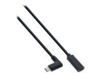 INTOS ELECTRONIC USB 3.2 Kabel - USB Typ-C Stecker gewinkelt auf Buchse - schwarz - 1m (35781)