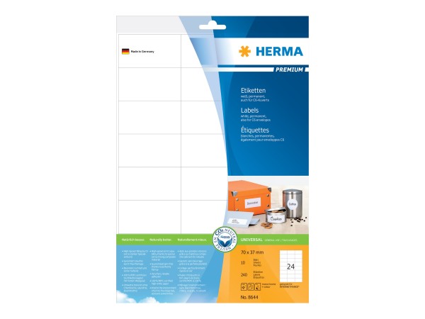 HERMA Etiketten Premium A4 weiß 70x37 mm Papier 240 St.