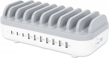 MANHATTAN 10-Port USB-Ladestation 120W weiß/grau