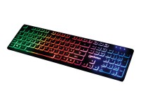 IC INTRACOM MANHATTAN Ultraflache USB-Gaming-Tastatur mit LEDs 12 Multimedia-Funktionstasten farbige