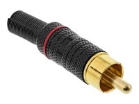 INLINE ® Cinchstecker Lötversion, Metall schwarz, Ring rot, für 6mm Kabel