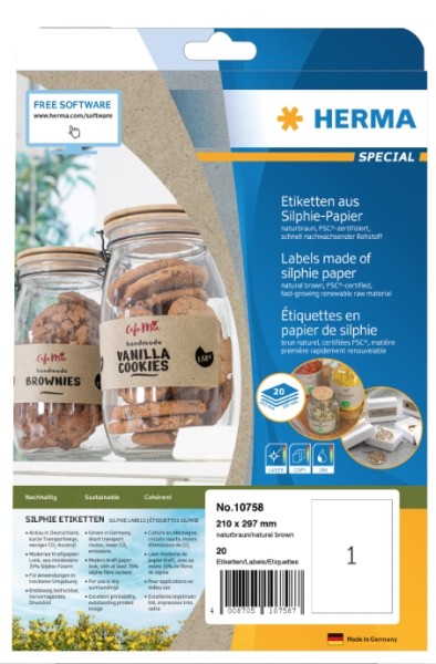 HERMA 20 HERMA Etiketten braun 210,0 x 297,0 mm
