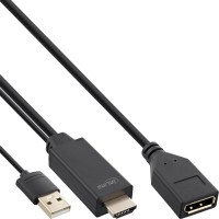 INTOS ELECTRONIC InLine 17168P Videokabel-Adapter 0,3 m HDMI Typ A (Standard) DisplayPort Schwarz (