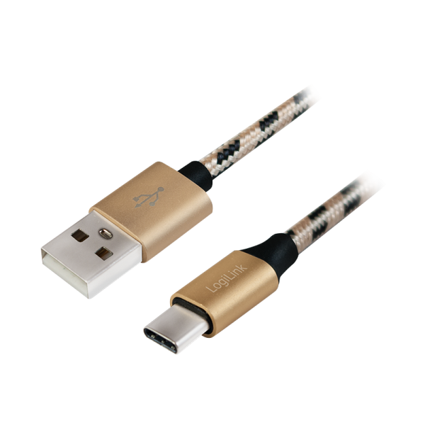 LOGILINK USB-A zu USB-C Stecker Sync & Ladekabel, gestreift
