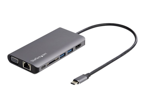 STARTECH.COM USB-C-Multiport-Adapter mit HDMI oder VGA und längerem angeschlossenen Kabel - 100W PD