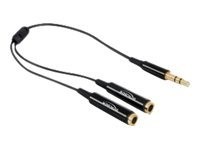 Audiokabel Delock 3,5mm stereo -> 2x 3,5mm stereo St/Bu 25cm