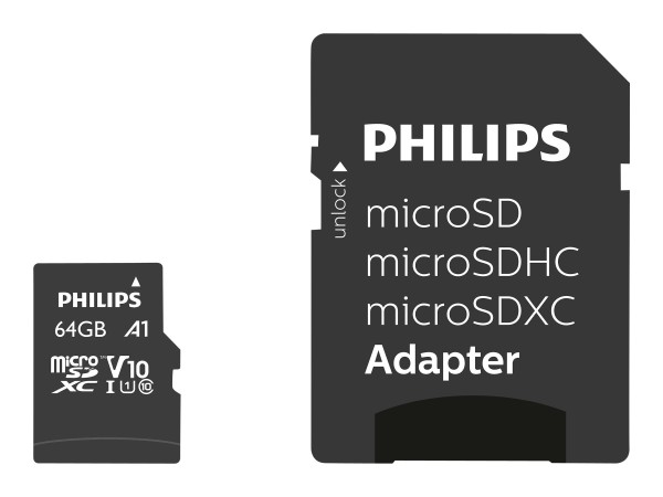 PHILIPS SD Micro SDHC Card 64GB Card Class 10 incl. Adapter