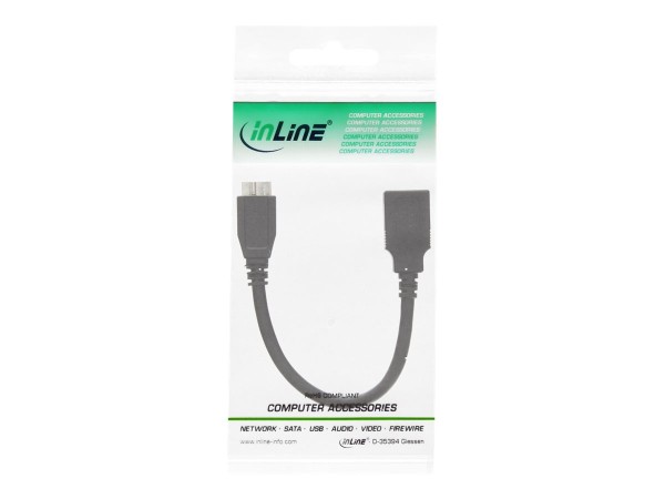 INLINE Micro-USB 3.0 OTG Host Adapterkabel Micro-B Stecker an USB A Buchse 0.15m