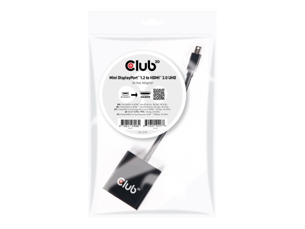 CLUB3D DisplayPort 1.2 Adapter mDP zu HDMI 2.0 aktiv UHD 4K60Hz