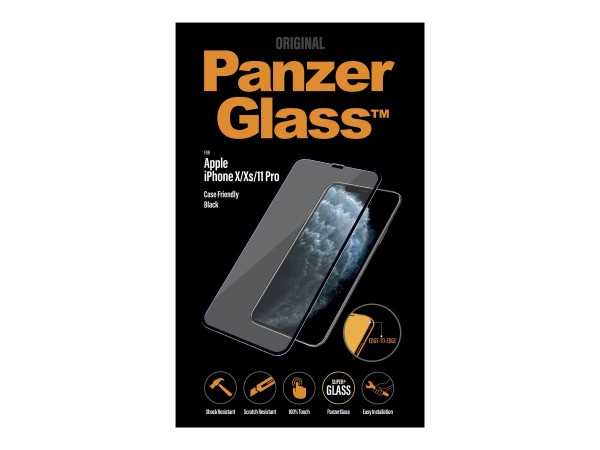 PANZERGLASS Edge to Edge NEW iPhone 5.8 CaseFriendly, Black