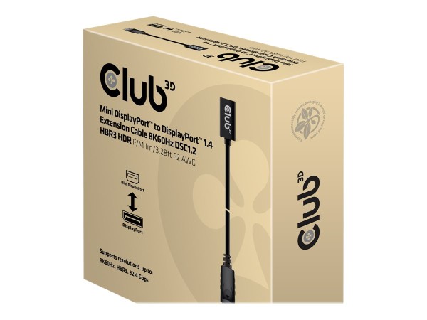 CLUB3D Kabel DP 1.4 MiniDP 1.4 1m 8K60Hz St/Bu retail