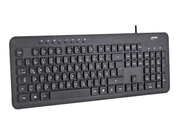 INTOS ELECTRONIC InLine® Design Keyboard, Tastatur, USB-Kabel, flache Tasten, DE Layout, schwarz