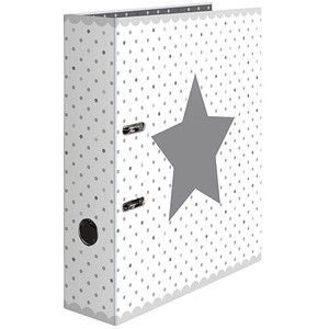 HERMA Motivordner "Stars", Weiß gepunktet, DIN A4 Rückenbreite: 70 mm, aus stabilem Karton, bedruckt
