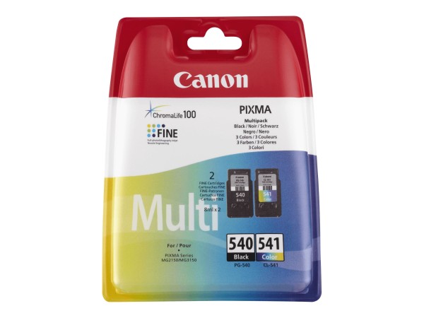 CANON PG 540 / CL 541 Multipack 2er Pack Schwarz, Farbe (Cyan, Magenta, Gelb) Tintenpatrone