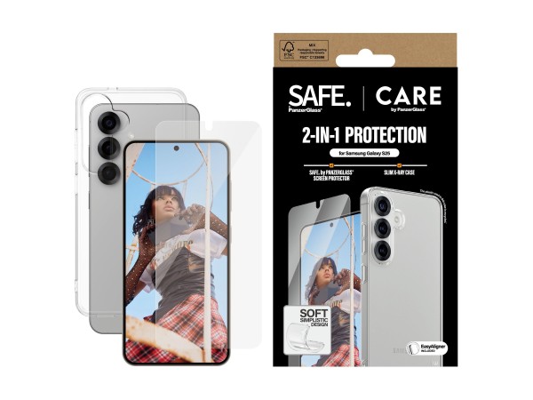 PANZERGLASS CARE Fashion 2-in-1 Hülle + Schutzglas Set Samsung Galaxy S25 Transparent Stoßfest