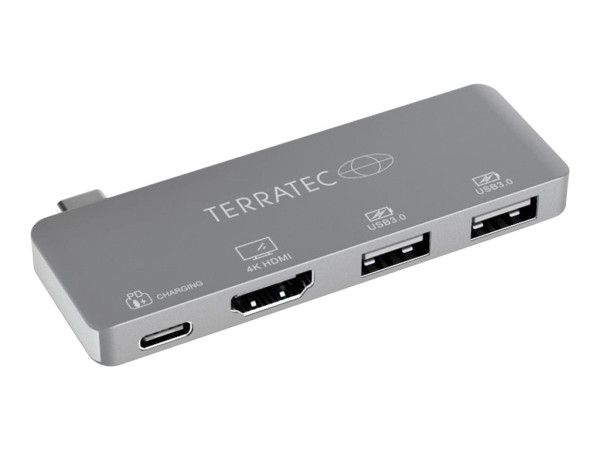 TERRATEC Aluminium USB Type-C Adapter mit USB-C PD HDMI 2x USB 3.0 Ports