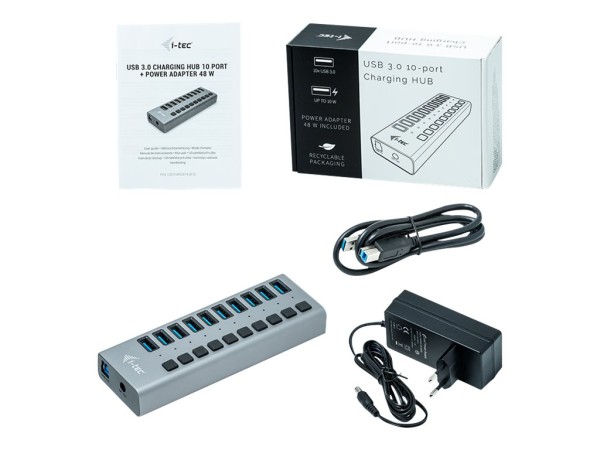 I-TEC USB 3.0 Chargi. 10Port+PoAdap. 48W | U3CHARGEHUB10