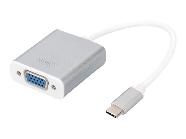 DIGITUS Grafik Adapter USB3.0 Typ C VGA Full HD Aluminium Gehäuse 20cm Kabel Chipset VL100+IT6513 we