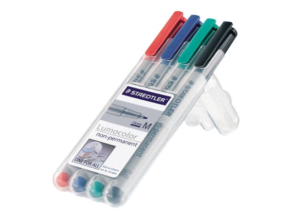STAEDTLER Lumocolor NonPermanent-Marker 315M, 4er Etui Strichstärke: 1,0 mm (mittel), Rundspitze, wa