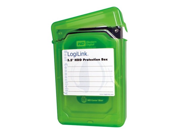 LOGILINK Festplatten Schutz-Box für 3,5" HDD´s, grün