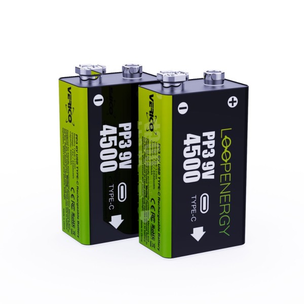 VERICO LoopEnergy Li-Ion Akku 9V-Block, USB-C, 2er Pack retail
