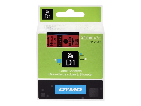 Dymo D1 Schriftband 24 mm x 7 m schwarz auf rot 53717