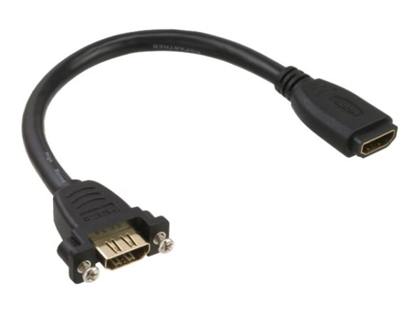 INLINE ® HDMI Adapterkabel zum Einbau, HDMI A Buchse/Buchse, vergoldete Kontakte, 0,2m