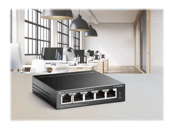 TP-LINK 5-Port Gigabit Desktop Switch with 4-Port PoE+ 40 W PoE Power, Desktop Steel Case