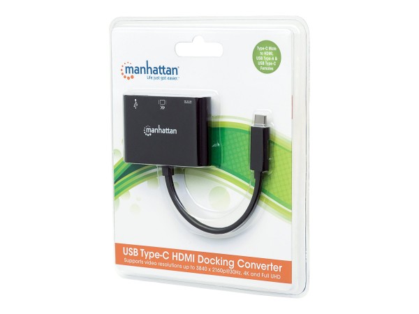 MANHATTAN USB Typ C HDMI Dock-Konverter USB 3.1 Typ C-Stecker auf HDMI USB Typ A-Buchse und USB Typ