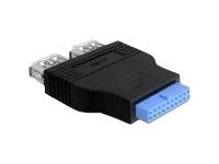 DELOCK Adapter USB 3.0 Pinheader Bu > 2x USB3.0-A Bu nebeneinander