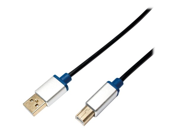 LOGILINK Premium USB 2.0 Verbindungskabel, USB-A->USB-B ST/ST,2m