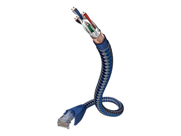 IN-AKUSTIK Inakustik RJ45 Netzwerk Anschlusskabel CAT 6 SF/UTP 0.50 m Silber-Blau mit Rastnasenschut